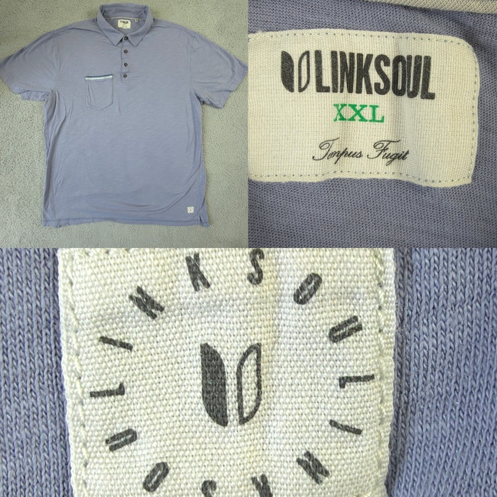 Linksoul Polo Golf Shirt Mens‎ XXL Gray Casual Short Sleeve Pocket